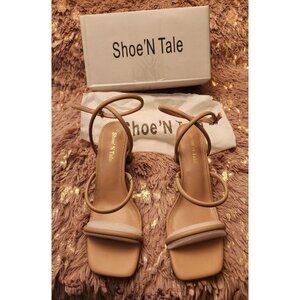 ShoeNTale Nude Strappy Heels Size 9.5 NIB